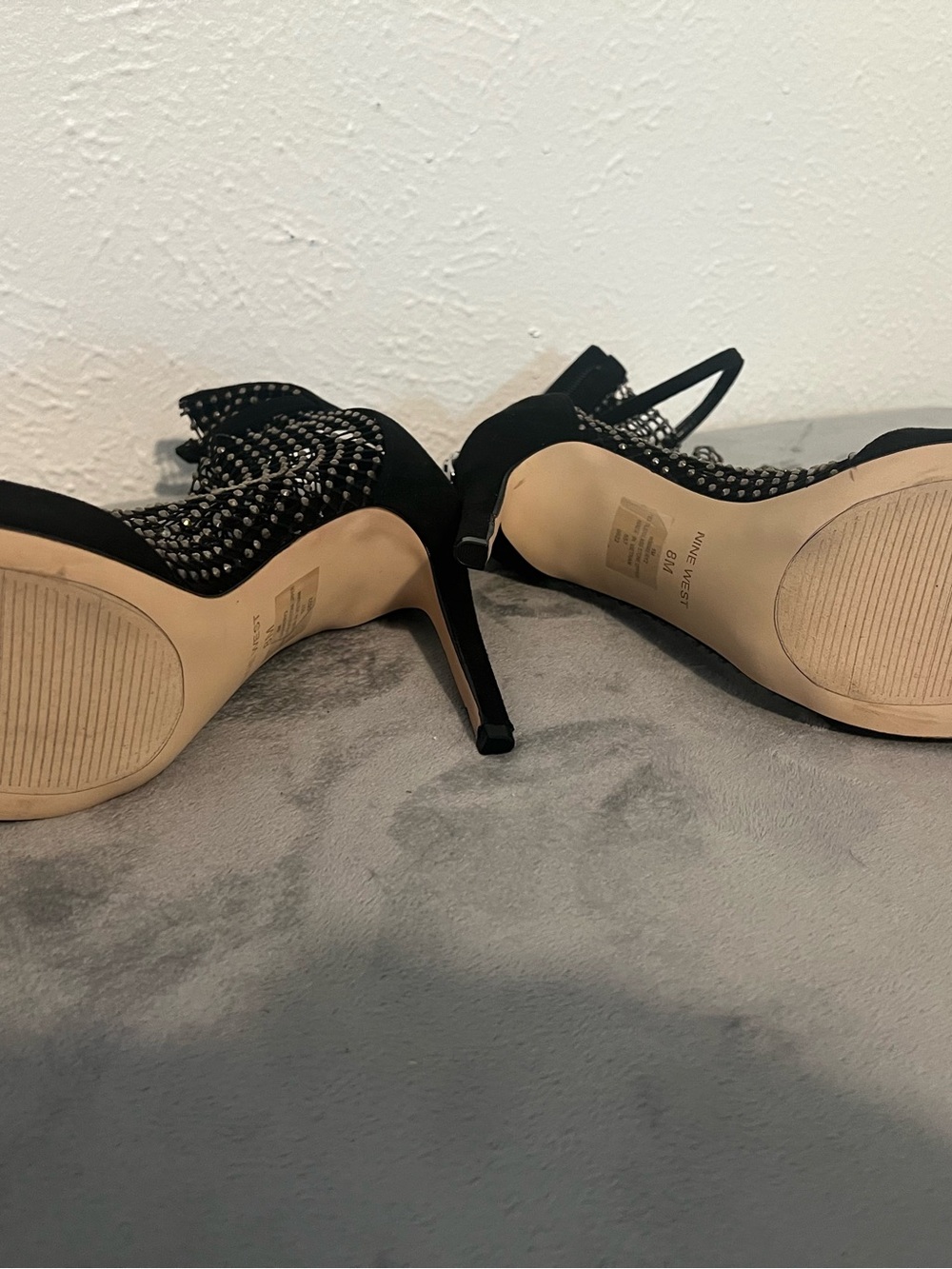Nine West Black Mesh Peep-Toe Ankle Booties - Picture 10 of 15
